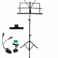Promo 👏 ChromaCast Folding Music Stand Bundle With Carry Bag, Light, And Sheet Music Clip, (Black). 🔥