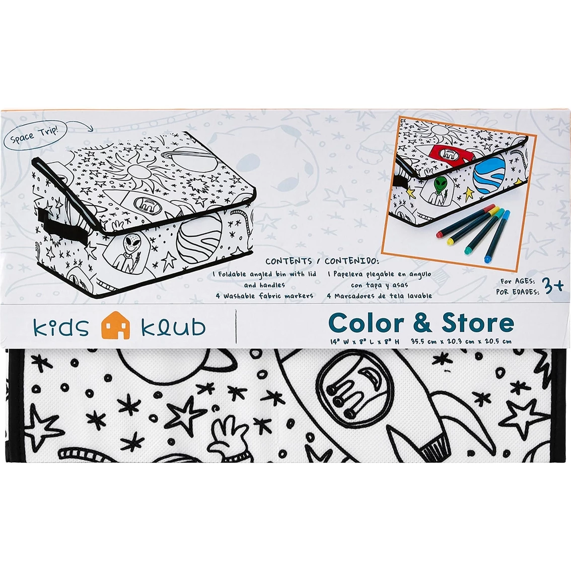 Hot Sale ✔️ Baum Essex Kid's Klub Coloring Angled Storage Bin, Space ⌛