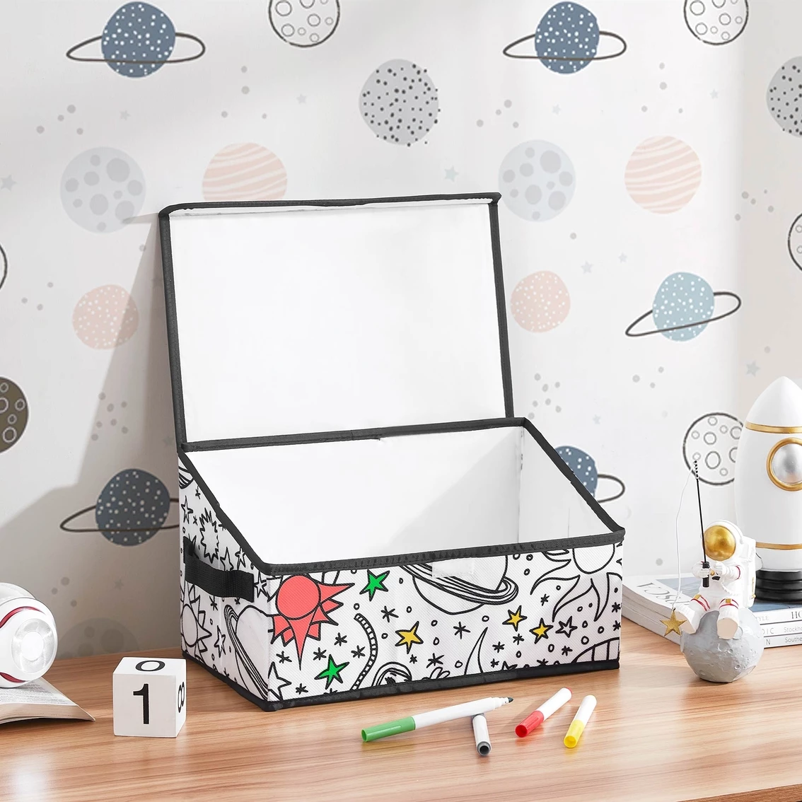 Hot Sale ✔️ Baum Essex Kid's Klub Coloring Angled Storage Bin, Space ⌛ - Image 4