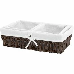 Coupon 🥰 Baum Essex Vertical Willow Baskets With Removable Washable Liners Set Of 3 ⭐