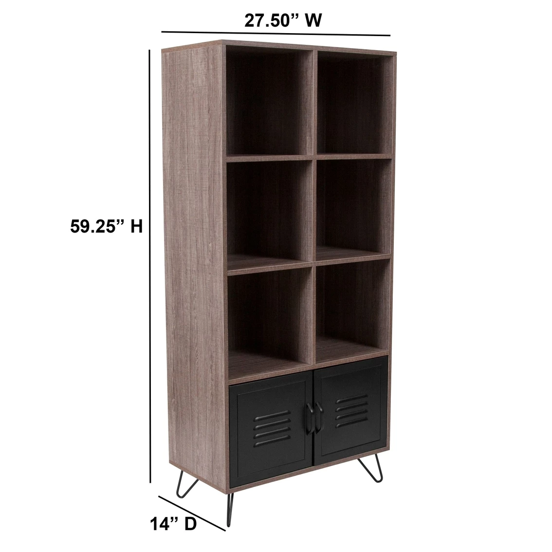 Top 10 ✨ Flash Furniture Woodridge Collection 59.25"H 6 Cube Storage Organizer Bookcase With Metal Cabinet Doors And Metal Legs 👏 - Image 3