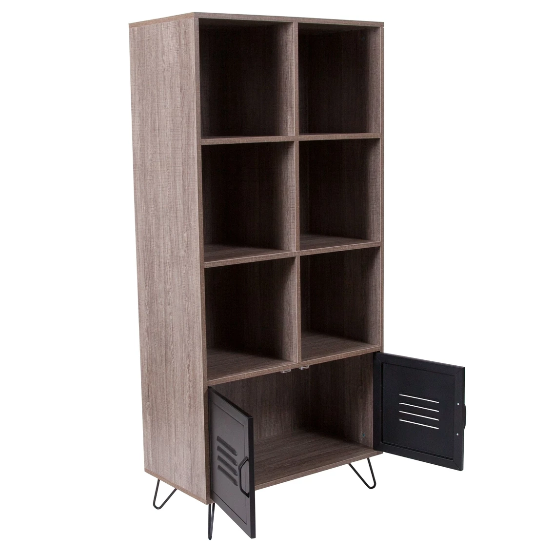 Top 10 ✨ Flash Furniture Woodridge Collection 59.25"H 6 Cube Storage Organizer Bookcase With Metal Cabinet Doors And Metal Legs 👏 - Image 4