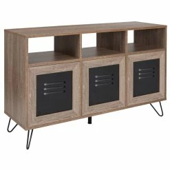 Outlet ✨ Flash Furniture Woodridge Collection 44"W 3 Shelf Storage Console/Cabinet With Metal Doors 🛒