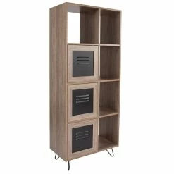 Best deal ⌛ Flash Furniture Woodridge Collection 63"H 5 Cube Storage Organizer Bookcase With Metal Cabinet Doors ❤️