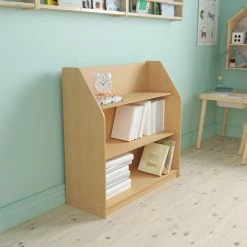 Outlet 😀 Flash Furniture Wooden 3 Shelf Book Display With Safe, Kid Friendly Curved Edges - Commercial Grade For Daycare, Classroom Or Playroom Storage 🥰