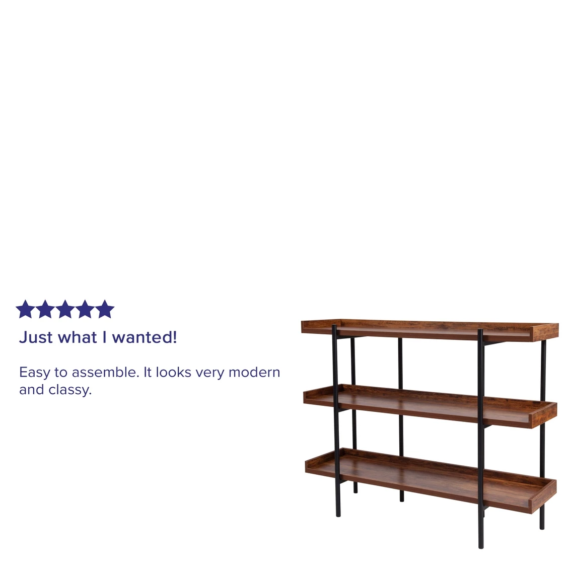 Outlet ๐ Flash Furniture Mayfair 3 Shelf 35"H Storage Display Unit Bookcase With Metal Frame ๐ - Image 4