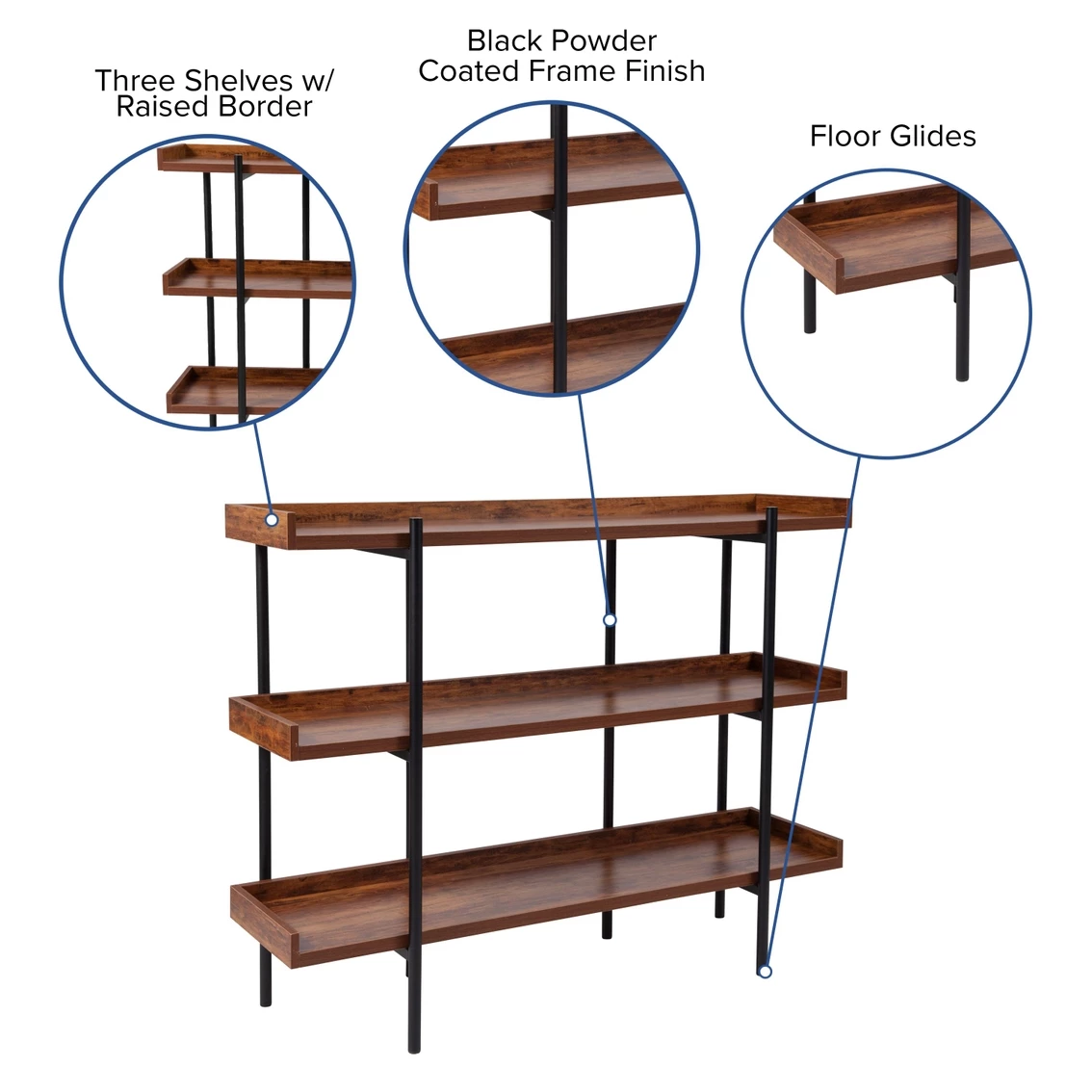 Outlet ๐ Flash Furniture Mayfair 3 Shelf 35"H Storage Display Unit Bookcase With Metal Frame ๐ - Image 5