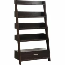 Cheapest ✨ Simpli Home Deanna Solid Wood Ladder Shelf In Dark Chestnut Brown 🔔