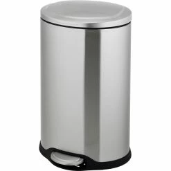 Cheap 🌟 Simply Perfect Stainless Steel Oval Trash Bin With Lid, 40L 🔔
