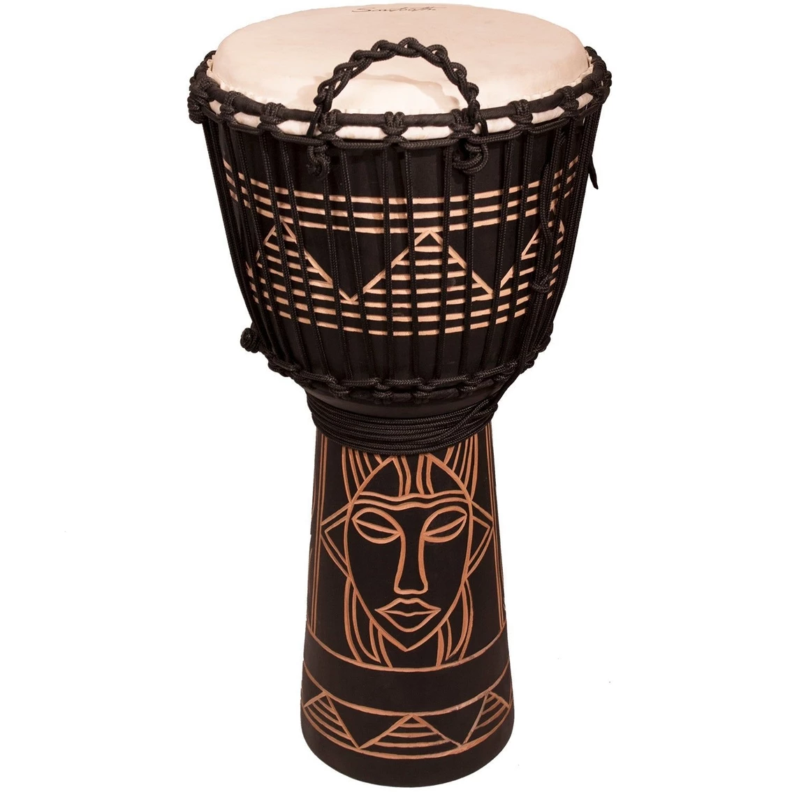 New โ Sawtooth Harmony Series 8" Hand Carved Spirit Design Rope Djembe, Satin Black Finish ๐ - Image 2