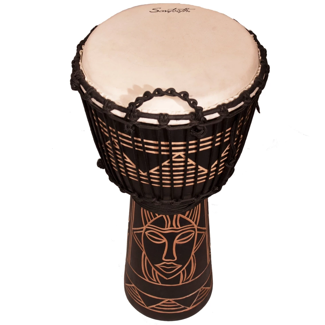New โ Sawtooth Harmony Series 8" Hand Carved Spirit Design Rope Djembe, Satin Black Finish ๐ - Image 3