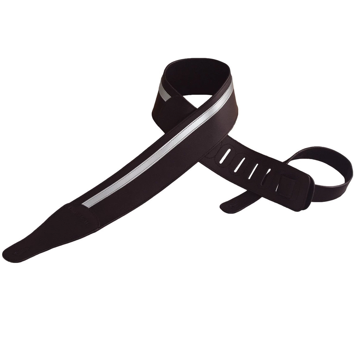 Top 10 ???? ChromaCast Leather Racing Stripe Guitar Strap With Suede Back, Black W/ Silver ????