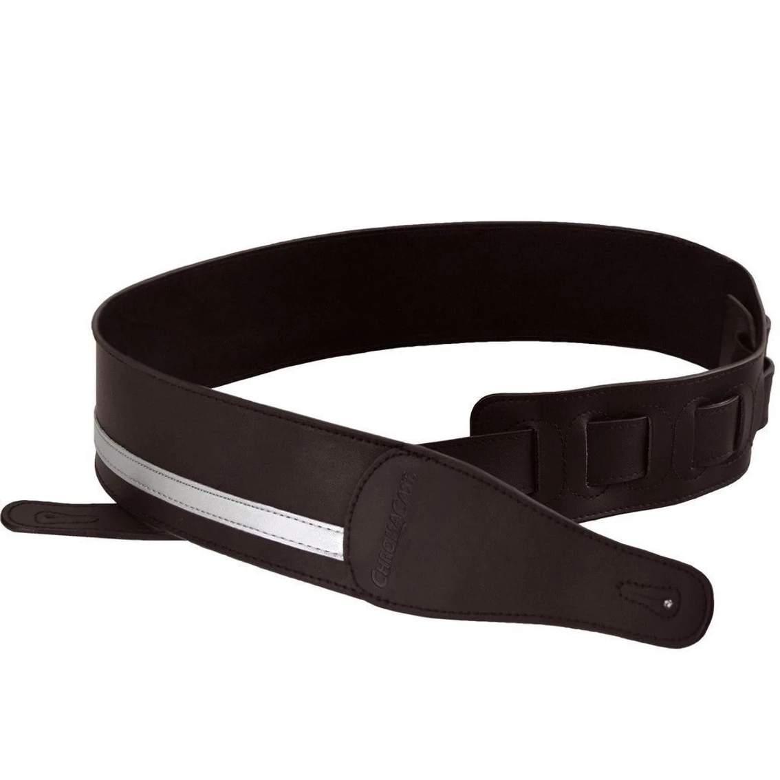 Top 10 ???? ChromaCast Leather Racing Stripe Guitar Strap With Suede Back, Black W/ Silver ???? - Image 5